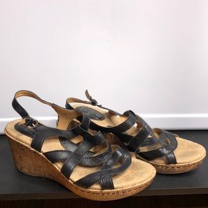 BOC strappy ankle braided cork wedge 8
